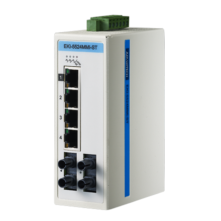 ProView 4-port 10/100M with 2x Multi Mode ST Type Industrial Switch, Extreme Temp -40~75&#8451;